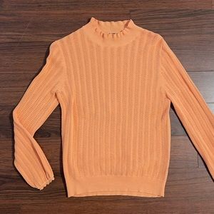 J.Crew Pointelle Ruffle Mockneck Sweater